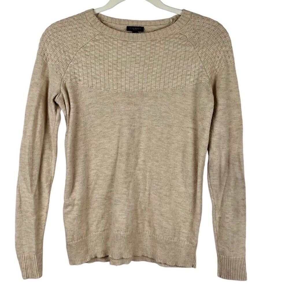 Talbots Women’s Tan Basket Weave Sweater Petite Small